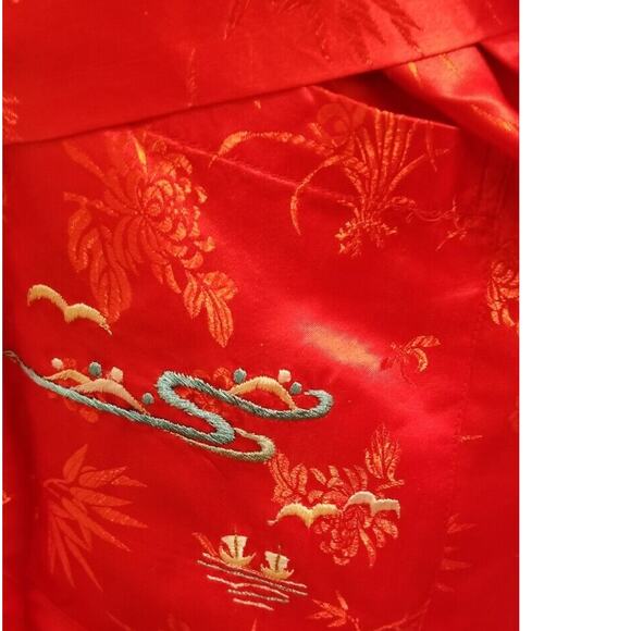 VTG Marianne von der OstenWomensRed Embroidered Kimono Sz XL Belt Robe Drsg Gown - Picture 6 of 11